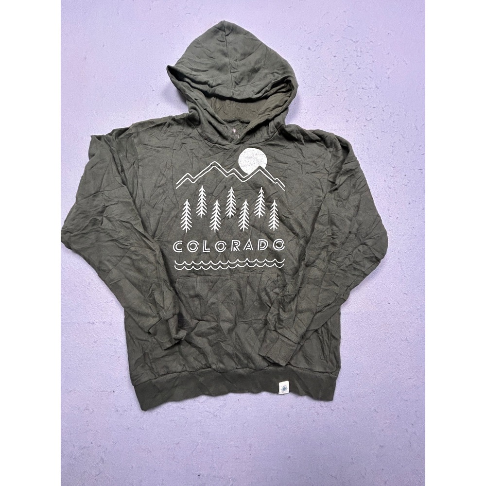 Unbranded Colorado Graphic Hoodie Cotton Blend Olive Green Small Mens
